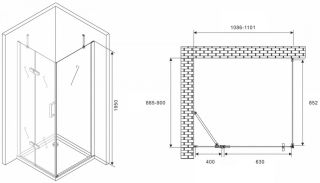 Душевой уголок ABBER Zart 110x90см хром AG08110-S91