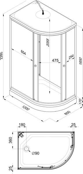 Душевая кабина Triton Коралл Щ0000061817 120х80 левая низк поддон