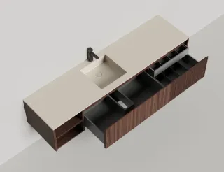 Подвесная тумба Salini Domino 27D220AIN 200см шпон с открытой полкой под встраиваемую раковину
