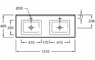 Раковина двойная Jacob Delafon 120см EXVA112-00