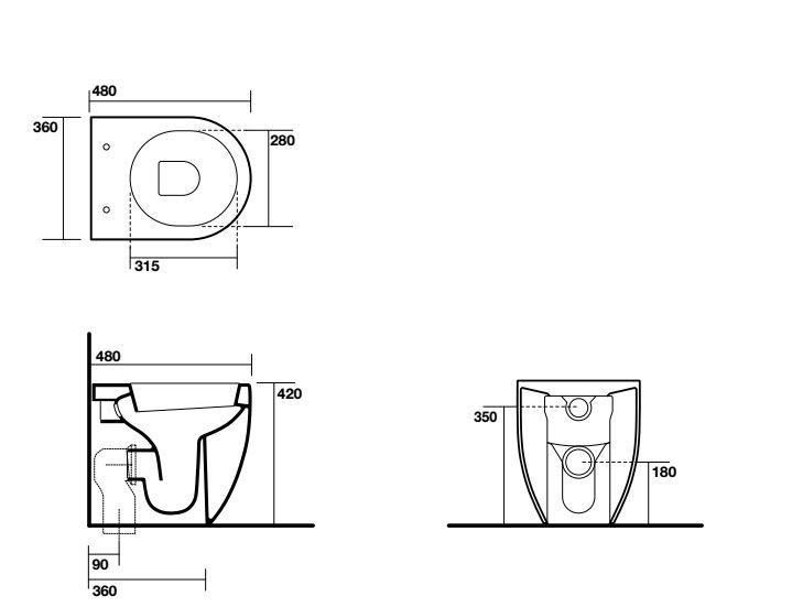 Унитаз Kerasan Flo 311401 приставной без сиденья