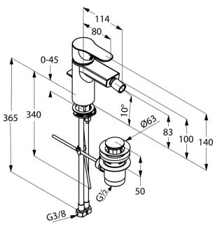 Смеситель для биде Kludi Objekta хром 324160575