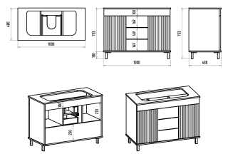 Напольная тумба под раковину Brevita Enfida 100см чёрный