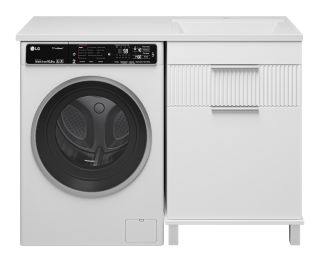 Напольная тумба под раковину Brevita Enfida 60см под стиральную машину с бельевой корзиной бежевый