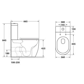 Бачок унитаза-компакта OWL Vind Cirkel-GL, двойной слив 3\6л, арматура WDI