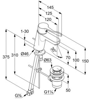 Смеситель для раковины Kludi Pure&Easy Care хром 372840565