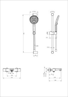 Смеситель для ванны с душевым гарнитуром Wonzon & Woghand WW-C2018-A-CR с термостатом хром