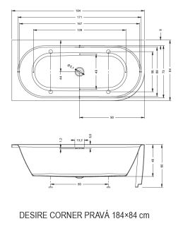 Акриловая ванна Riho Desire Corner Velvet Sparkle System LED B087004105 R 184x84см с аэромассажем и подсветкой белый матовый