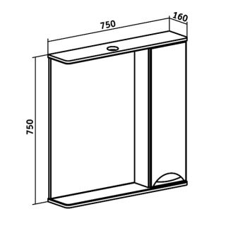 Зеркальный шкаф Runo правый Барселона 75 (00000001033)