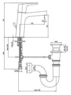 Смеситель для раковины E.C.A. Luna 102108947EX с донным клапаном хром