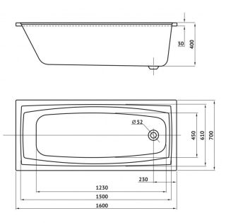Акриловая ванна Berges Feya 050011 160x70см белый