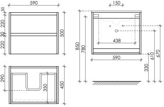 Подвесная тумба под раковину Sancos Libra LB60ECH 60см дуб чарльстон