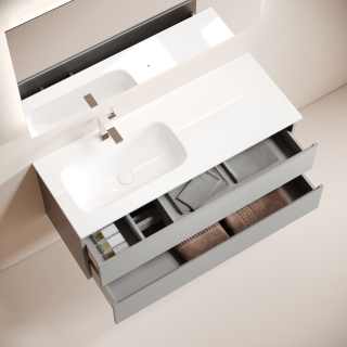 Тумба подвесная под раковину Sancos Folk FL120LES левая 120 см Ergraut soft