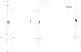 Душевая стойка Kerama Marazzi Fonte FO.202.KM.BLK.M на три потока с поворотным изливом и механическим смесителем чёрный матовый