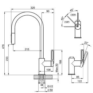Смеситель для кухни Granula 8168, ШВАРЦ Шварц