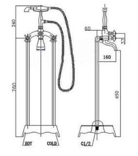 Смеситель Abber AB8245 для ванны напольный с душем