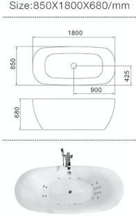 Гидромассажная ванна Frank F162 1800х850х680