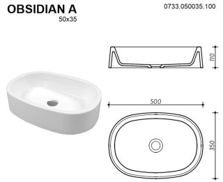 Раковина Whitecross Obsidian A 0733.050035.100 50см белый глянец