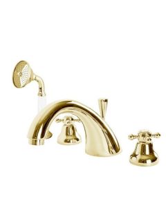 Смеситель на борт ванны с ручным выдвижным душем, золото Cezares GOLF-BVD-03/24-Bi