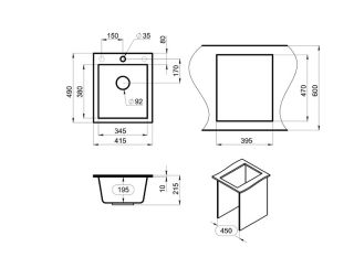 Мойка кухонная Granula 4201, ТУРМАЛИН