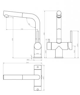 Смеситель для кухни под фильтр с выдвижным изливом GROCENBERG GB4097BG (Kerox Венгрия) Графит