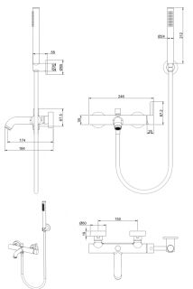 Смеситель для ванны Grocenberg GB8099MG Матовое золото