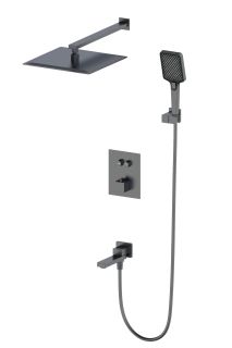 Душевой комплект Wonzon & Woghand WW-88929003-BGM с термостатом тёмный графит