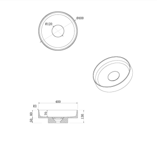 Накладная раковина с пьедесталом золото Armadi Art Sole Corian 801-GR+801-Base-Rwood Amani Grigio/красное дерево