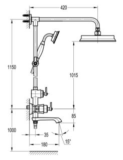 Душевая стойка Swedbe Terracotta Art 2571 со смесителем бронза