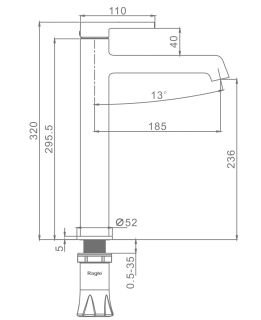 Высокий смеситель для раковины Raglo R20.15.06 чёрный
