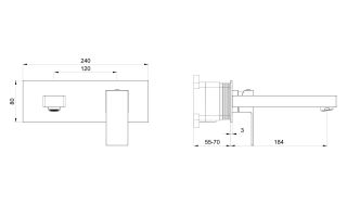 Встраиваемый смеситель для раковины Wonzon & Woghand Cube WW-88869016-BGM тёмный графит