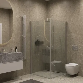 Душевой уголок на монопетле by Deonria U-80-79-6-T-HMB 80x79см хром матовый/прозрачный