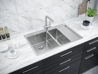 Мойка кухонная Paulmark Kroner PM227851-BSL левая брашированная нержавеющая сталь