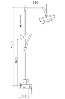Душевая стойка Rose R1836H-6 чёрный матовый