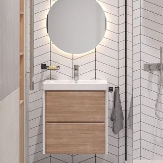 Тумба под раковину подвесная Velvex Gesso tp.GES.9696.60.2Y белый матовый/дуб сонома, 60 см