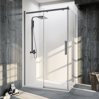 Душевой уголок Veconi Rovigo RV-070GR, 1200х900х1950, брашированный графит, прозрачное стекло