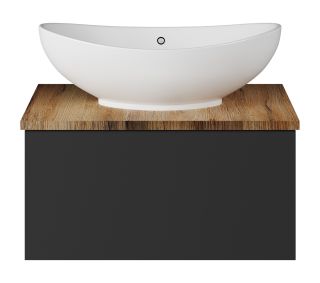 Подвесная тумба под раковину Misty Ива 60см графит/дуб Вотан