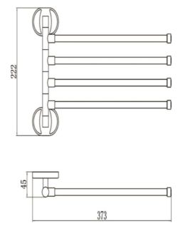 Поворотный полотенцедержатель РМС A1026 четверной хром