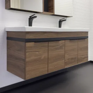 Тумба с раковиной Comforty Дуэт 00-00017178 125 см дуб тёмно-коричневый