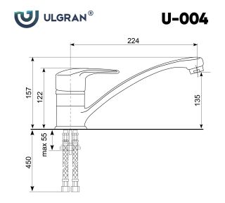 Смеситель для кухни Ulgran Classic U-004-344 ультра-чёрный