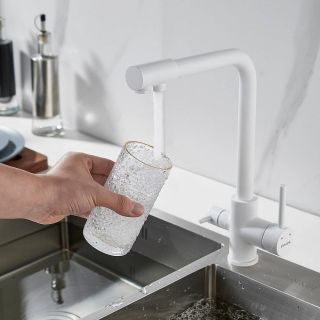 Смеситель для кухни Shevanik S328C с подключением фильтра белый