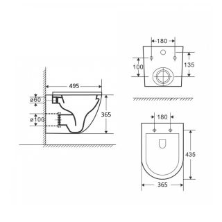 Унитаз подвесной Maretti Elena безободковый с микролифтом, EA10PBM06-844, белый