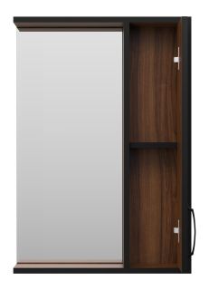 Зеркальный шкаф Misty Кедр 50см правый чёрный/орех