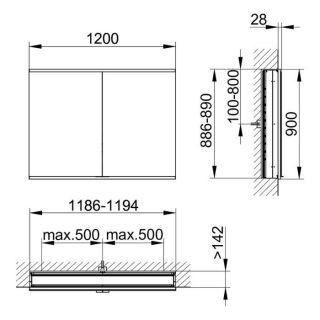 Зеркальный шкаф Keuco Royal Modular 800210121100000 120 см