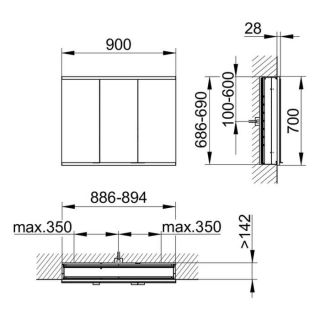 Зеркальный шкаф Keuco Royal Modular 800310090100300 90 см