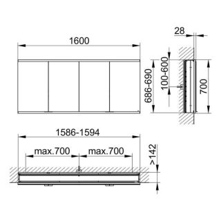 Зеркальный шкаф Keuco Royal Modular 800400160100000 160 см