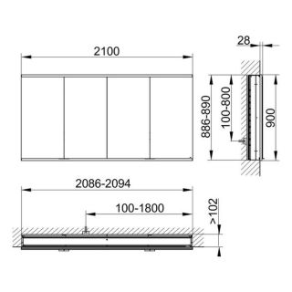 Зеркальный шкаф Keuco Royal Modular 800410211100400 210 см