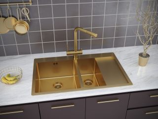 Мойка кухонная Paulmark Kroner PM227851-BGL левая брашированное золото