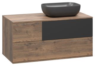 Подвесная тумба под раковину Misty Коломбо 100см правая дуб Галифакс/антрацит