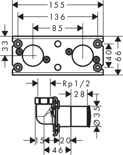 Скрытая часть Hansgrohe Rainfinity Showerpipe 26840180